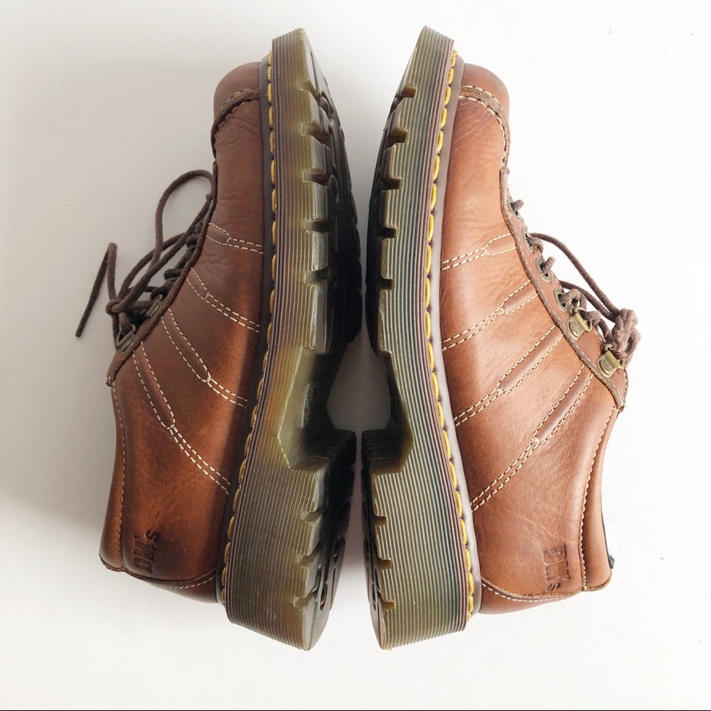 Vintage Cognac Leather Lace-Up Platform Shoes - Women's Size 7.5 - Picture 6 of 8